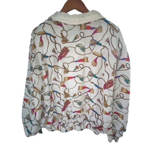 Bocoo Women's Silk Jacket Size XL Crazy Pattern Baroque Rainbow 80s Vintage 1984 - Picture 2 of 12